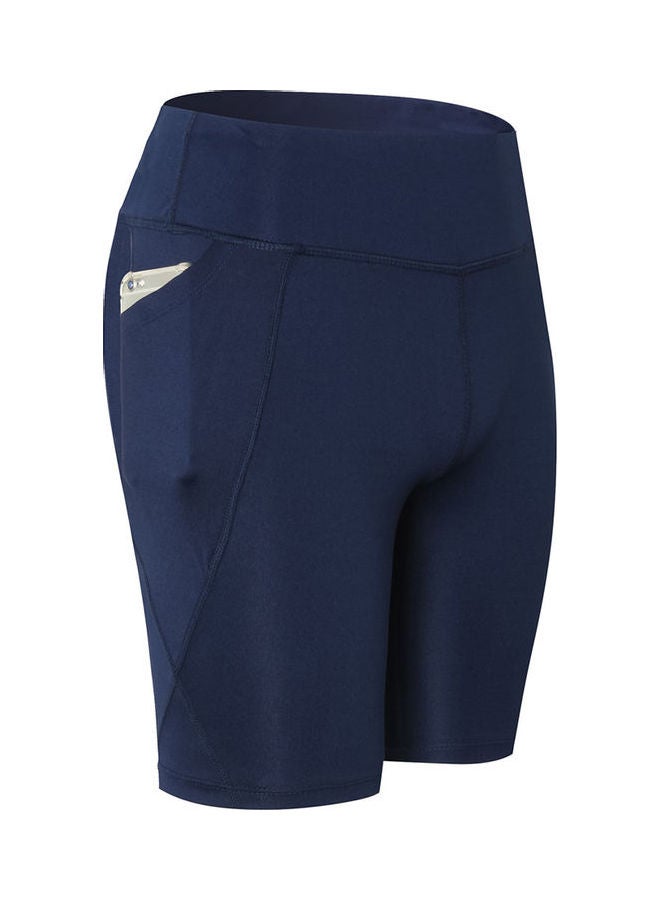 Generic - High Waist Workout Running Shorts Dark Blue - Image 1