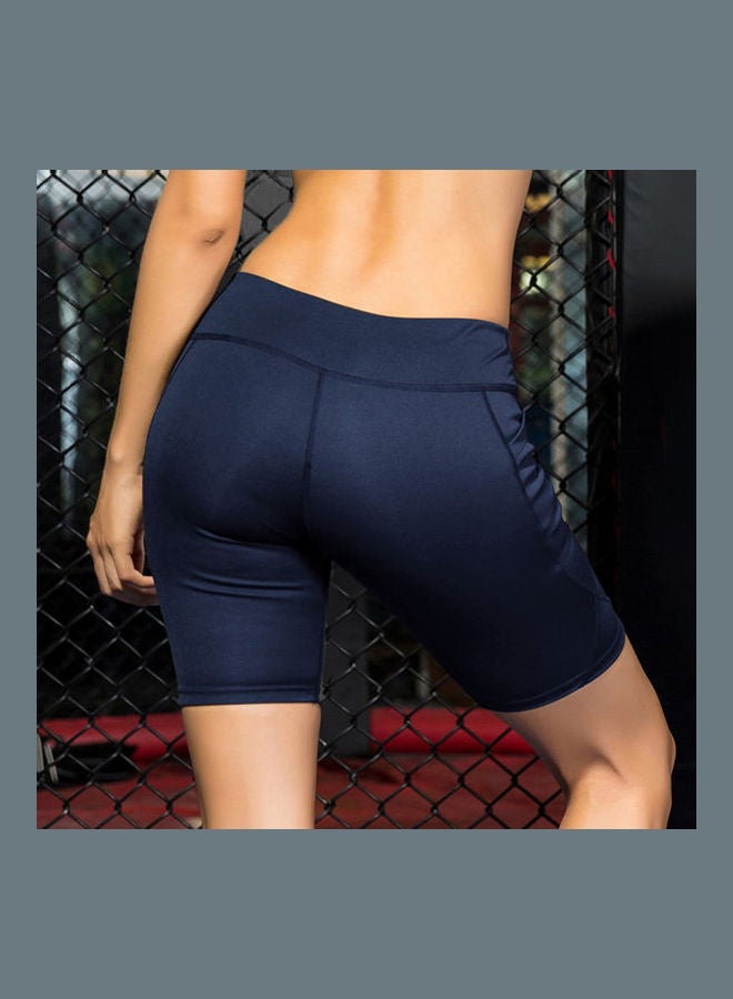 Generic - High Waist Workout Running Shorts Dark Blue - Image 1