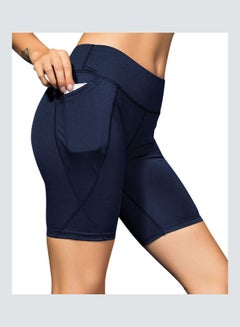 High Waist Workout Running Shorts Dark Blue