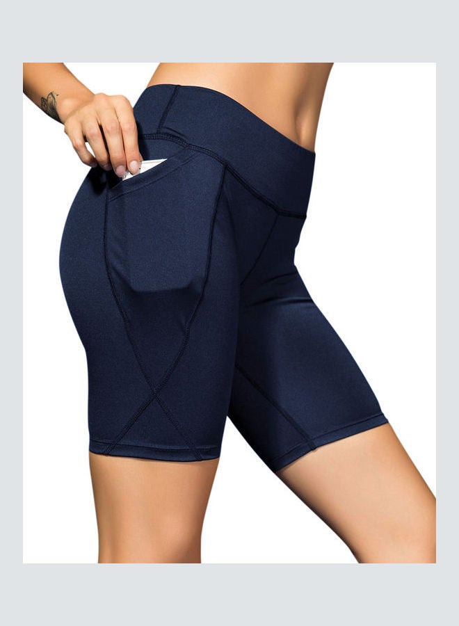 Generic - High Waist Workout Running Shorts Dark Blue - Image 1
