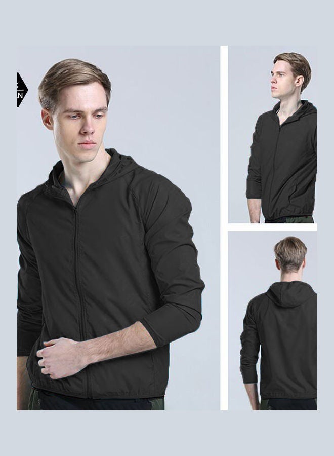 Quick Dry Sun Protection Hooded Jackets Black - Image 2