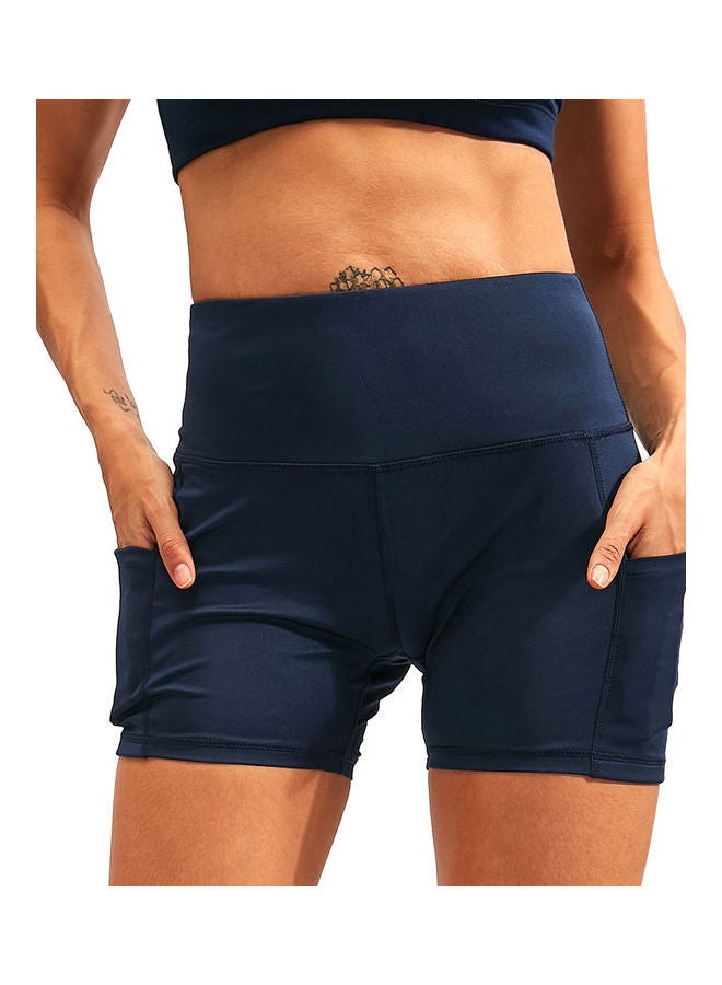 3 Pack High Waist Athletic Workout Yoga Shorts Blue/Black/Grey  - Image 4
