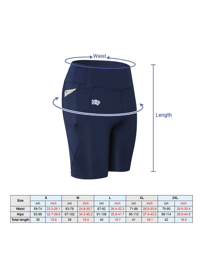 Generic - High Waist Workout Running Shorts Dark Blue - Image 1