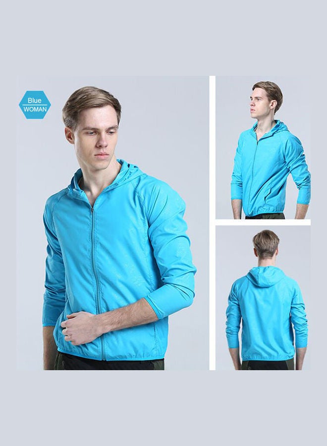 Quick Dry Sun Protection Hooded Jackets Blue - Image 3