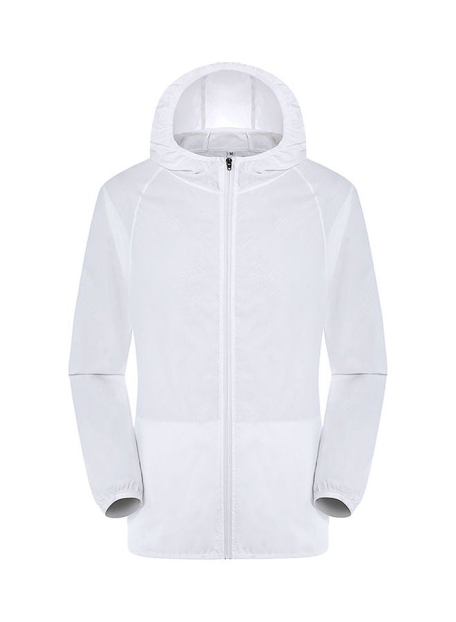 Quick Dry Sun Protection Hooded Jackets White