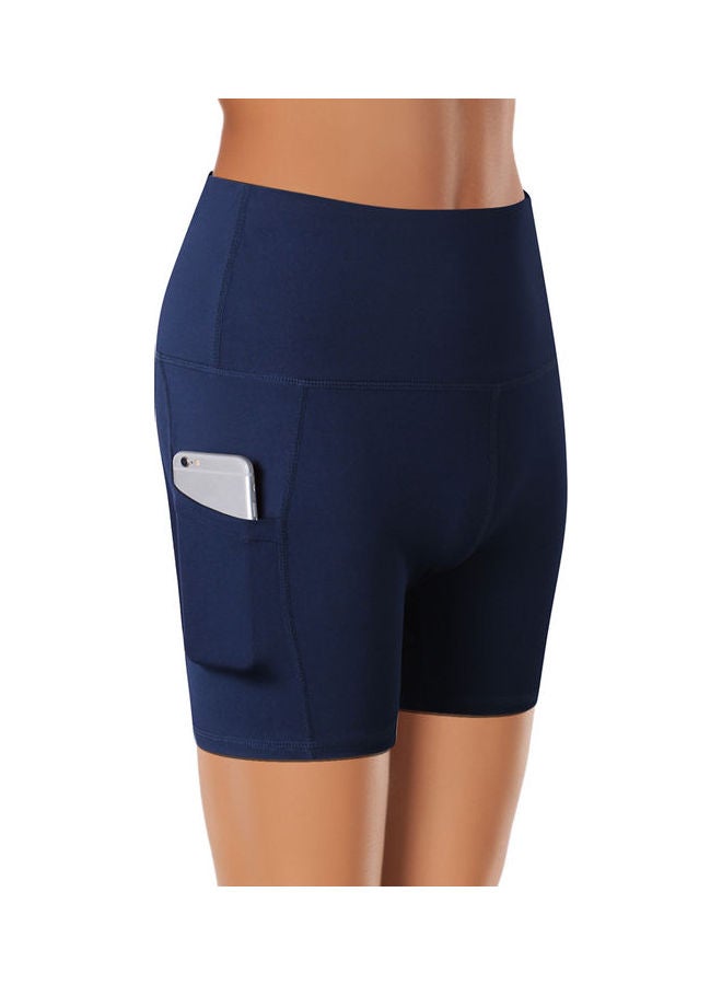 Comfortable High Waist Yoga Shorts Blue - Image 1