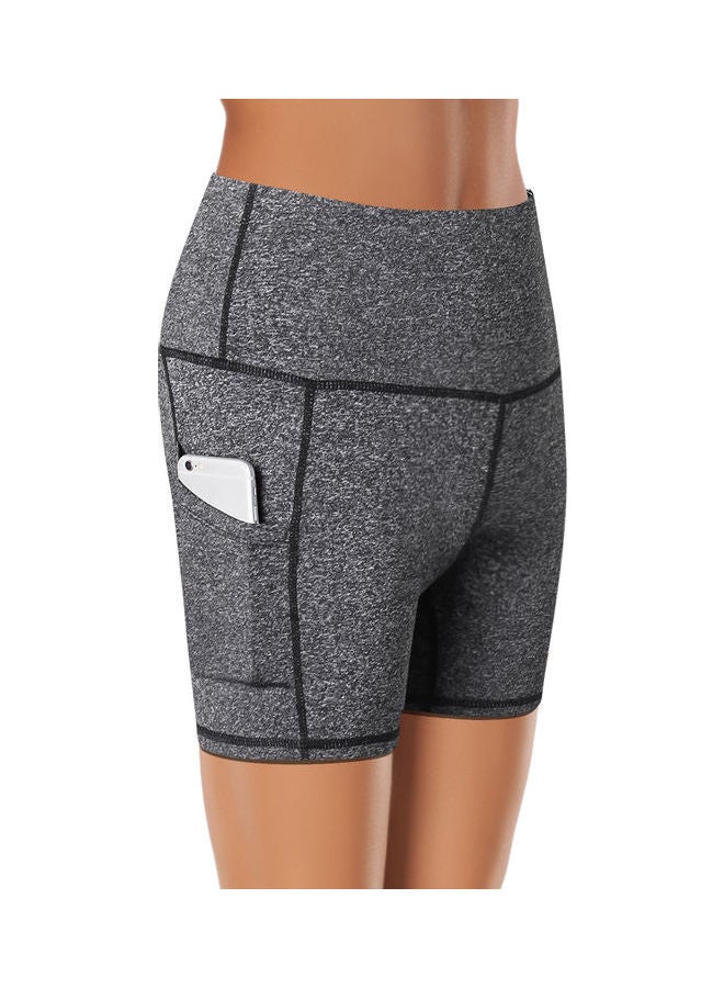 Comfortable High Waist Yoga Shorts Dark Grey - Image 1