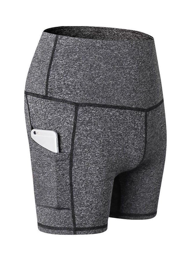 Comfortable High Waist Yoga Shorts Dark Grey - Image 3