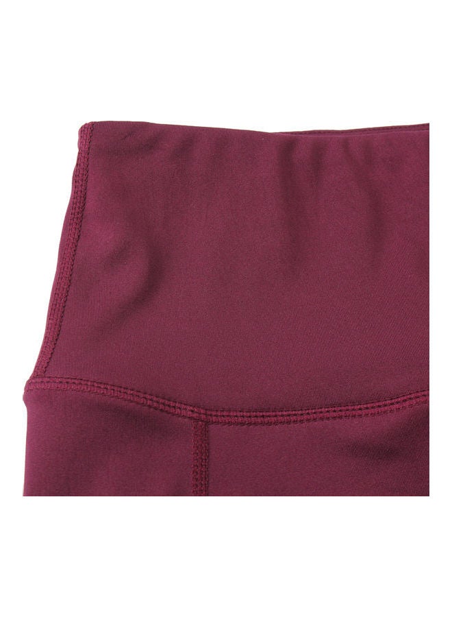 Comfortable High Waist Yoga Shorts Burgundy - Image 4