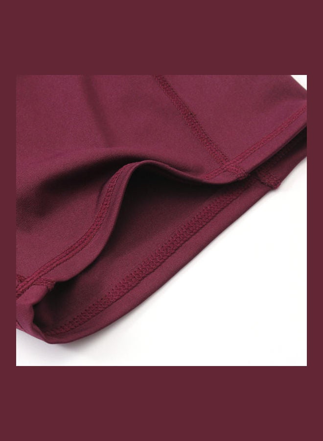 Comfortable High Waist Yoga Shorts Burgundy - Image 5
