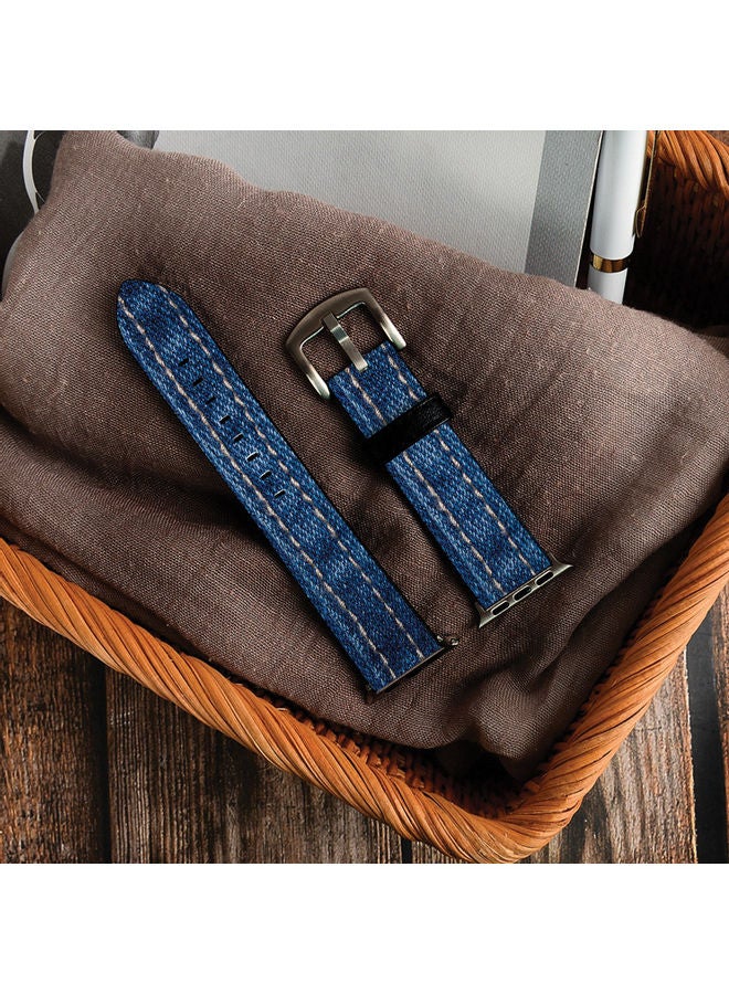 أوكتيك سوار بديل من الجلد لساعة أبل سيريز 6/5/4/3/2/1/SE مقاس 38-40 ملم أزرق تاوباو - Image 2