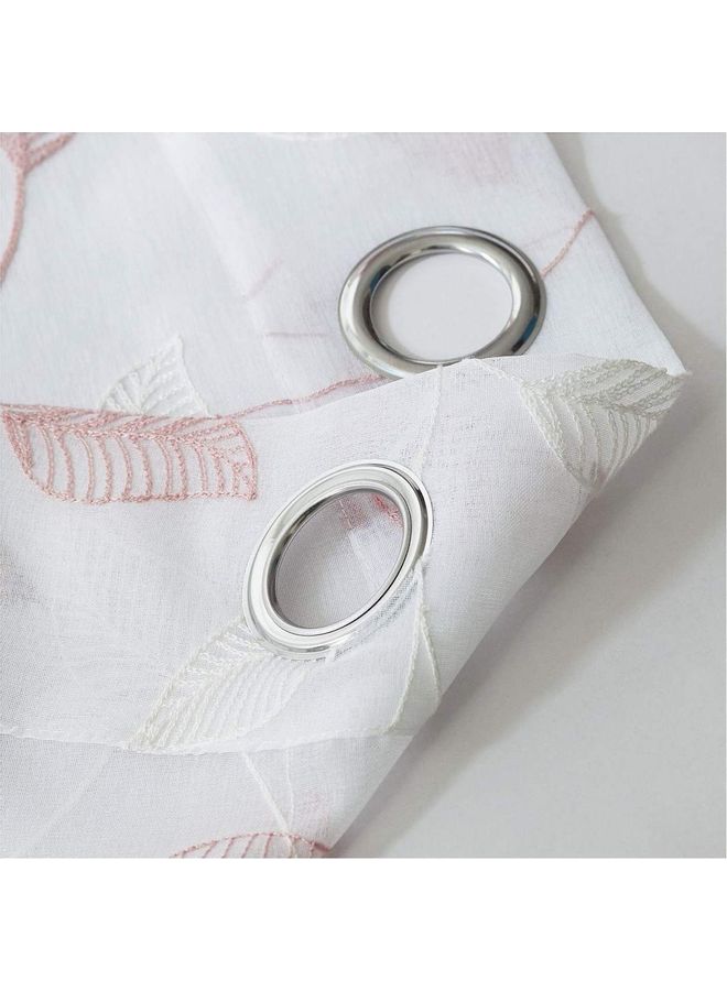 Lushh 2-Piece Atlanta Embroidered Curtain Panel With Hemming Strip Set White/Blush 135x300cm - Image 4