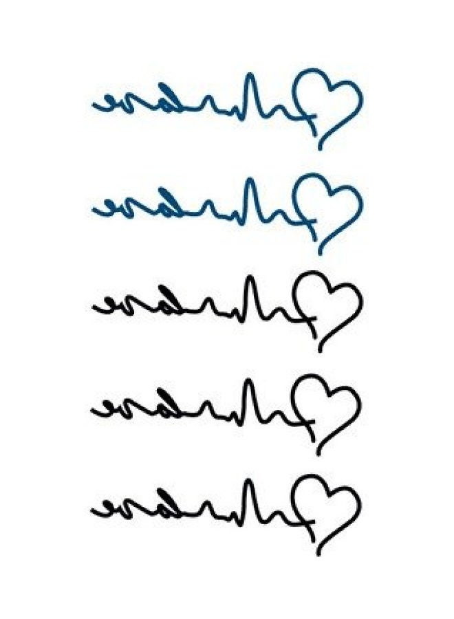 5-Piece Waterproof Temporary Tattoo Set Black/Blue - Image 1