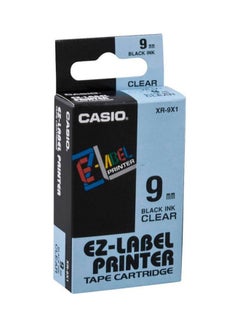 كاسيو شريط طوابع شفاف مطبوع عليه باللون الأسود قياس 9 مم، طراز XR-9X1-W-DJ  - Image 2