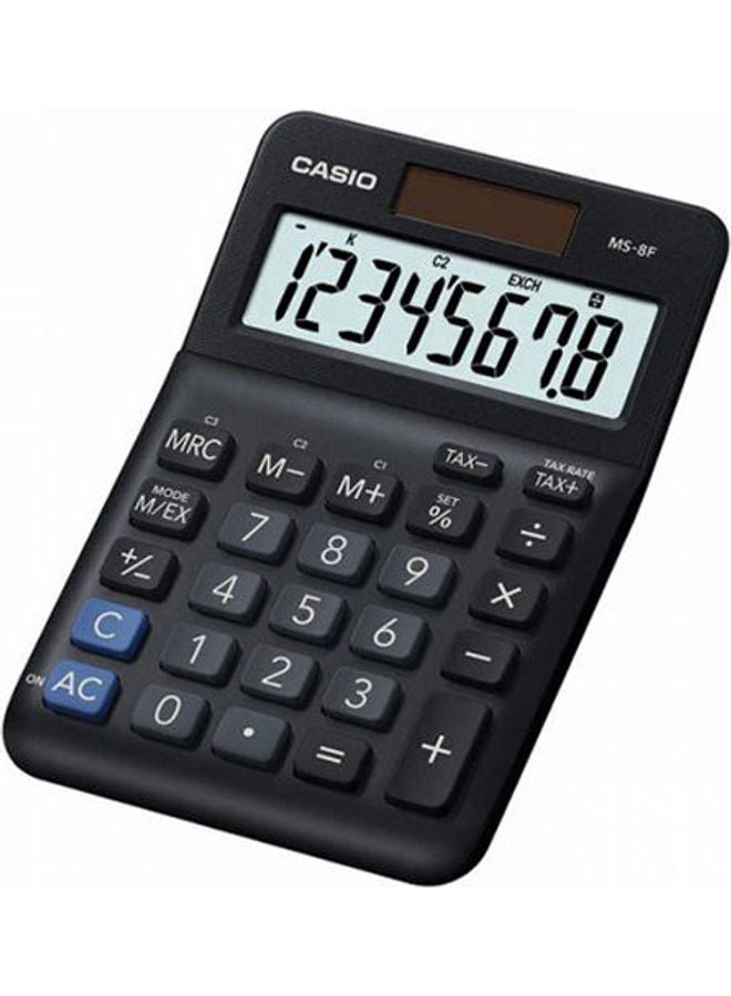 CASIO - MS-8F-W-DP Digital Mini Desktop Calculator - Black - Image 1