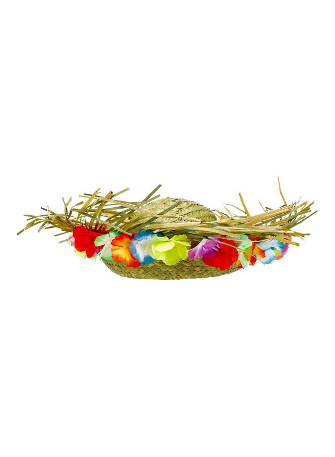 Amscan Straw Hat With Floral Trim Cosplay Costume Accessory