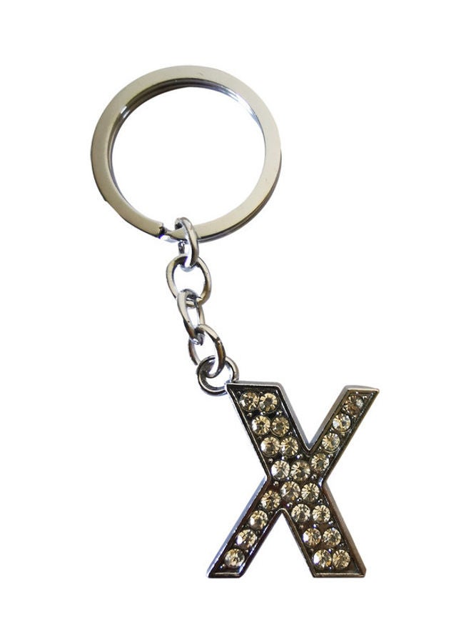 Rhinestone Alphabet X Keychain - Image 1