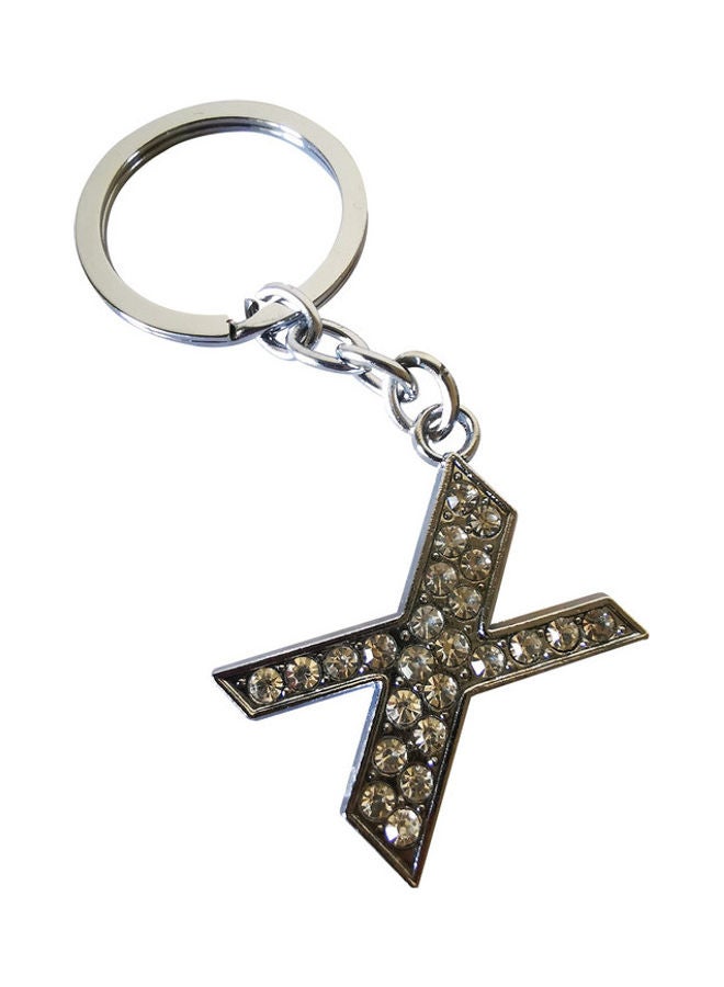 Rhinestone Alphabet X Keychain - Image 2
