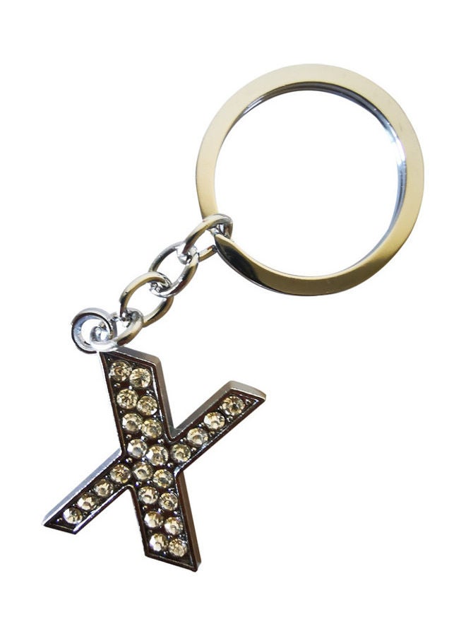 Rhinestone Alphabet X Keychain - Image 3
