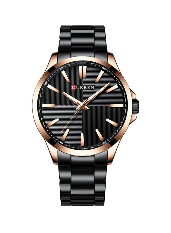 كارين ساعة يد كوارتز كاجوال بسوار من الإستانلس ستيل مقاومة للماء قياس 8322 - مقاس 45 مم - لون أسود للرجال - Image 1