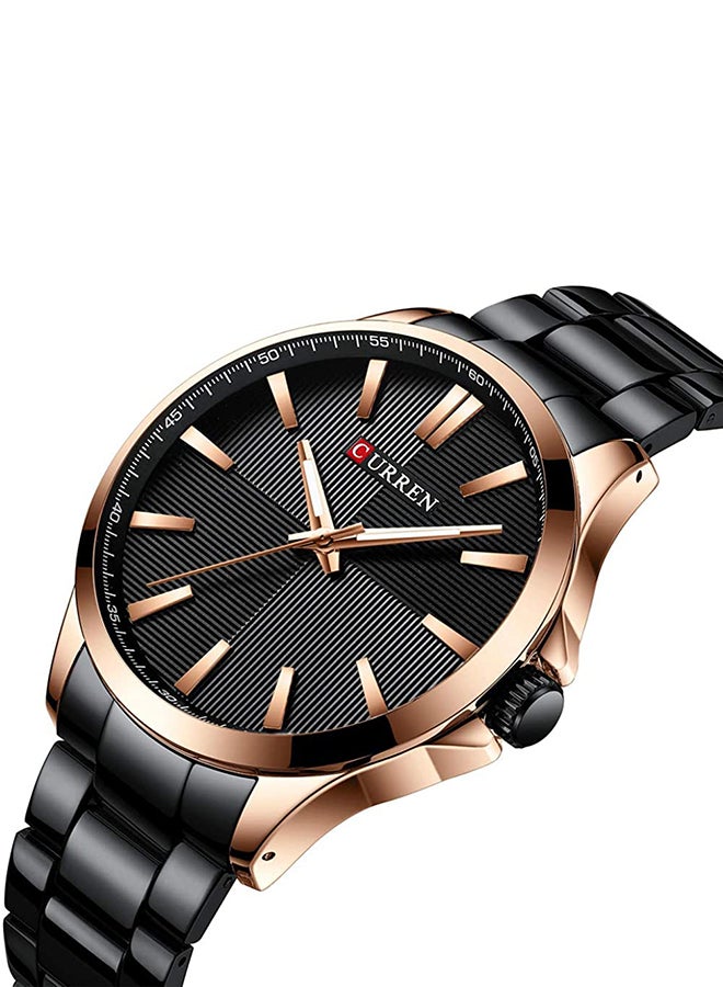 كارين ساعة يد كوارتز كاجوال بسوار من الإستانلس ستيل مقاومة للماء قياس 8322 - مقاس 45 مم - لون أسود للرجال - Image 2