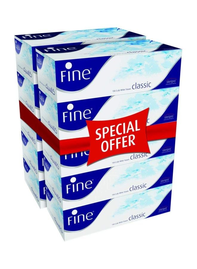 فاين مجموعة من 10 عبوات مناديل وجه كلاسيك أبيض - Image 1