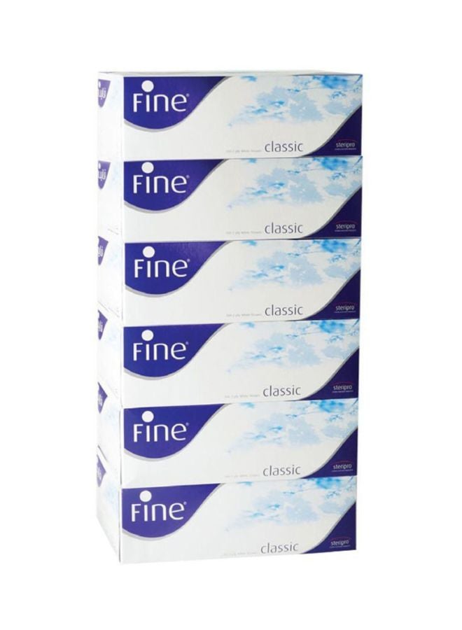 Fine Pack Of 6 Classic Facial Tissue White  - Image 1