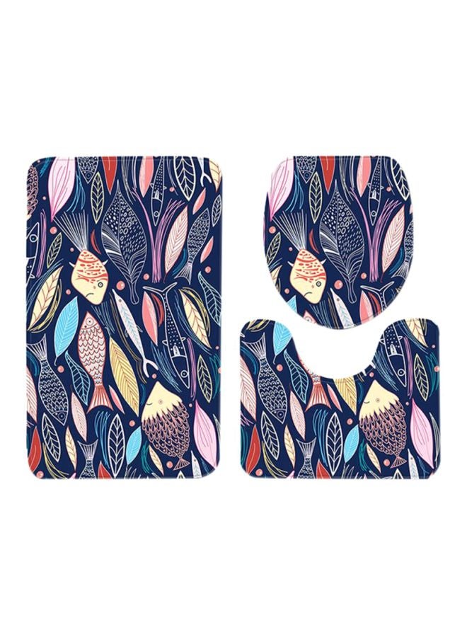 Sharpdo 3-Piece Leaf Pattern Bath Mat Set Multicolour 75x45cm