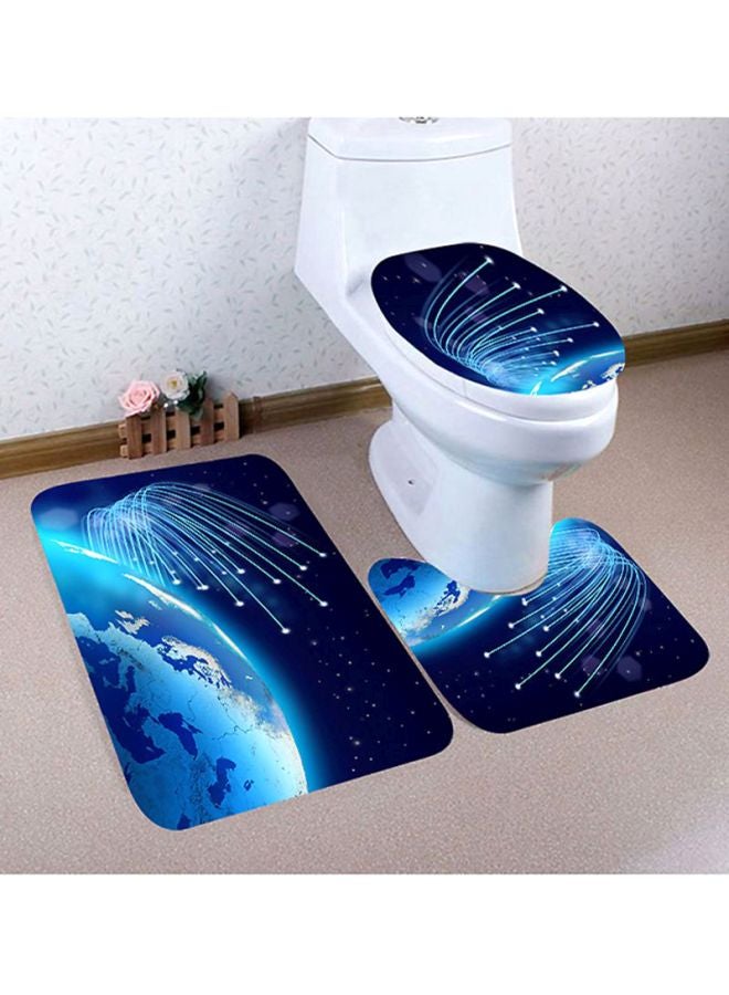 Voberry 3-Piece Bathroom Non-Slip Pedestal Rug + Lid Toilet Cover + Bath Mat Set Multicolour 18x7x504cm - Image 2