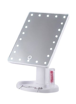 طقم مرآة مستحضرات التجميل مزوَّد بمصباح LED من قطعتين فضي/أبيض - v1614088076/N23955134A_1