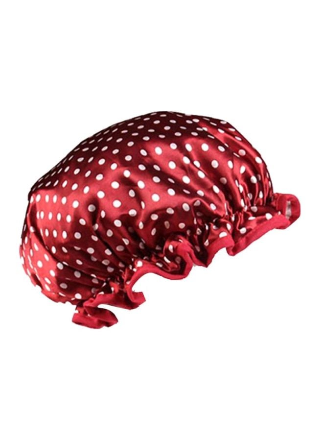 Voberry Polka Dot Printed Shower Cap Red/White 1x5cm