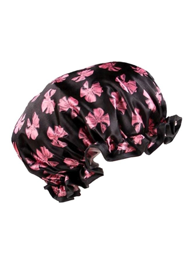 Voberry Floral Printed Shower Cap Black/Pink 1x5cm