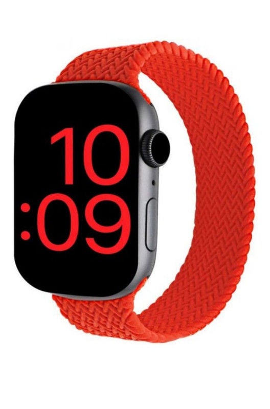 Generic - Braided Solo Silicone Loop Strap Band For Apple Watch 1, 2, 3, 4, 5, 6 38 /40 Red - Image 1
