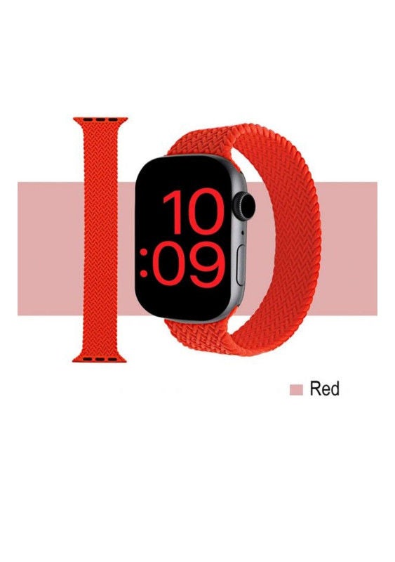 Generic - Braided Solo Silicone Loop Strap Band For Apple Watch 1, 2, 3, 4, 5, 6 38 /40 Red - Image 1