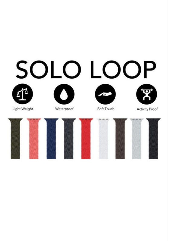 Generic - Braided Solo Silicone Loop Strap Band For Apple Watch 1, 2, 3, 4, 5, 6 38 /40 Red - Image 1