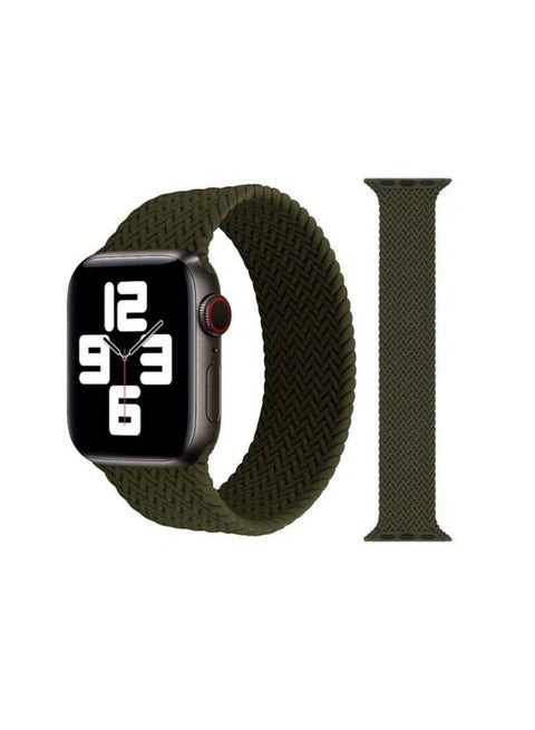 Braided Solo Silicone Loop Strap Band For Apple Watch 1, 2, 3, 4, 5, 6 Se 38/40 Dark Green