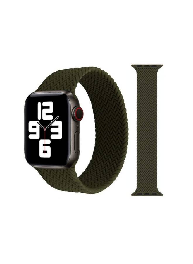 Braided Solo Silicone Loop Strap Band For Apple Watch 1, 2, 3, 4, 5, 6 Se 42/44 Dark Green - Image 1