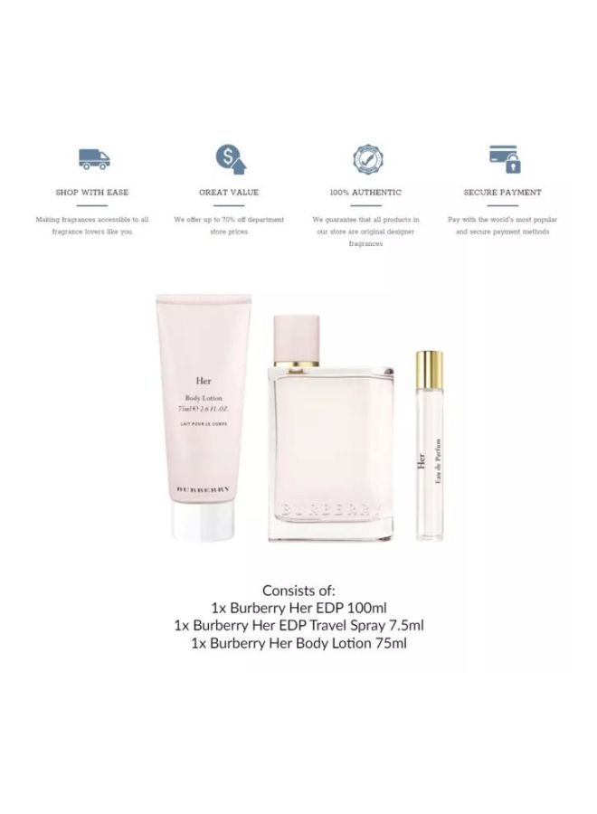 بربري مجموعة هدايا هير كولكشن EDP (100) Body Lotion (75), EDP (7.5)ملليلتر - Image 3