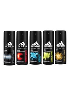 Adidas Pack Of 5 Deodorant 48h Fresh Power Men Body Spray Black/Red/Blue 5x150ml  - Image 1