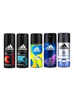Adidas Pack Of 5 Deodorant 48h Fresh Power Men Body Spray Black/Silver/Yellow 5x150ml  - Image 1