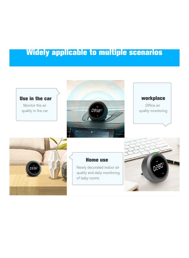 Carbon Dioxide and Alarm with PPM Temperature Humidity Detector Black
