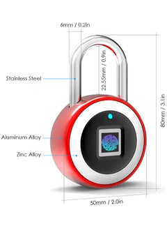 Generic Smart Bluetooth Fingerprint Padlock Red  - Image 2