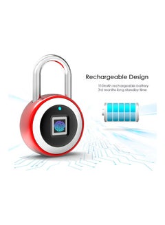 Generic Smart Bluetooth Fingerprint Padlock Red  - Image 4