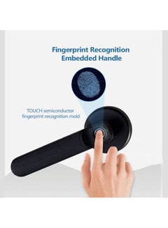 Generic Intelligent Electric Fingerprint Handle Door Lock Black  - Image 4