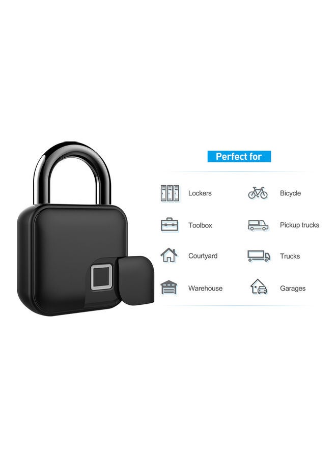 Smart Bluetooth Fingerprint Padlock Black - Image 1
