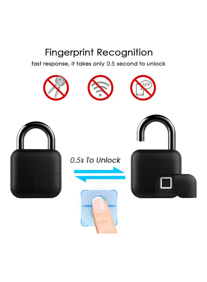 Smart Bluetooth Fingerprint Padlock Black - Image 4