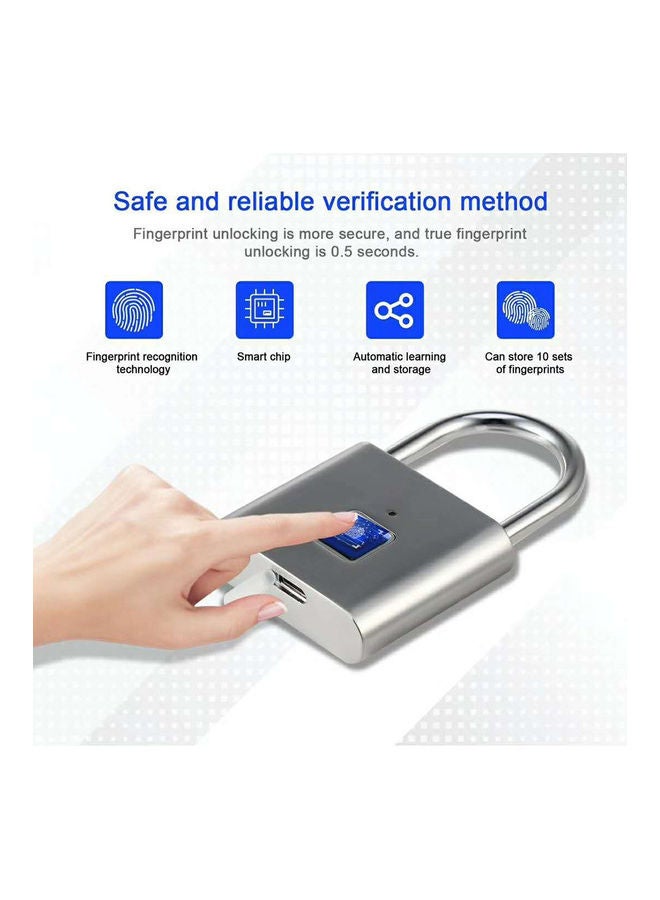 Smart Bluetooth Fingerprint Padlock Silver  - Image 3