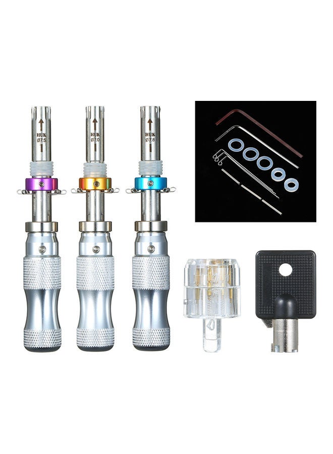 3- Piece Tubular Lock Pick Set with Transparent Lock Multicolour - Image 1