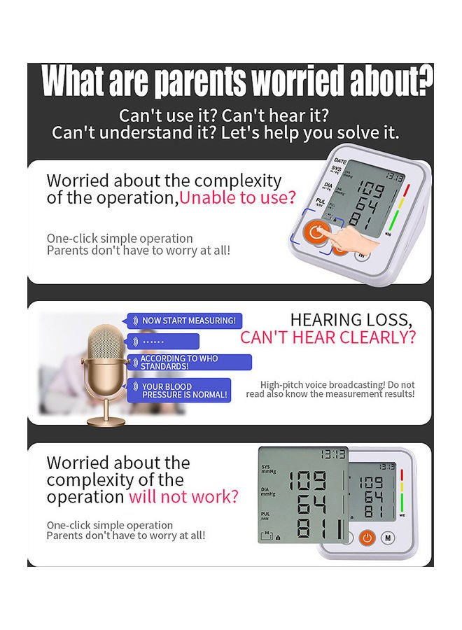 Portable Blood Pressure Monitor Sphygmomanometer Arm Band with Automatic Digital LCD Display
