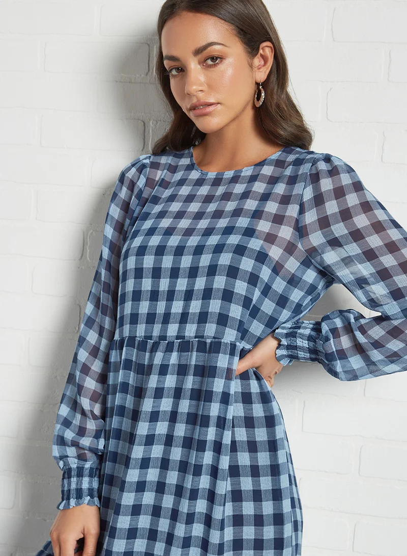 اونلي Gingham Tiered Dress ألور